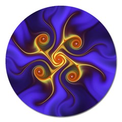 Fractal Neon Blue Bright Fantasy Magnet 5  (round) by Wegoenart