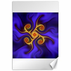 Fractal Neon Blue Bright Fantasy Canvas 24  X 36  by Wegoenart