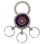 Fractal Neon Blue Energy Fantasy 3-Ring Key Chains Front