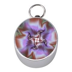 Fractal Rainbow Colorful Pattern Mini Silver Compasses by Wegoenart