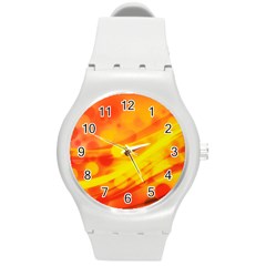 Abstract Background Design Round Plastic Sport Watch (m)