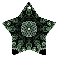 Fractal Green Lace Pattern Circle Star Ornament (two Sides)