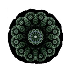 Fractal Green Lace Pattern Circle Standard 15  Premium Flano Round Cushions by Wegoenart