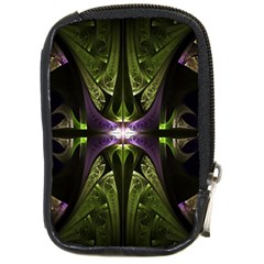 Fractal Green Tin Pattern Texture Compact Camera Leather Case by Wegoenart
