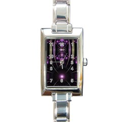 Fractal Purple Elements Violet Rectangle Italian Charm Watch