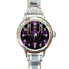 Fractal Purple Elements Violet Round Italian Charm Watch