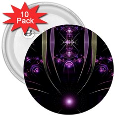 Fractal Purple Elements Violet 3  Buttons (10 pack) 