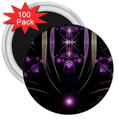 Fractal Purple Elements Violet 3  Magnets (100 pack)