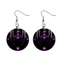 Fractal Purple Elements Violet Mini Button Earrings