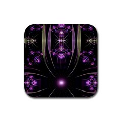 Fractal Purple Elements Violet Rubber Coaster (Square) 