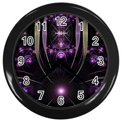 Fractal Purple Elements Violet Wall Clock (Black)