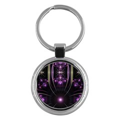 Fractal Purple Elements Violet Key Chains (Round) 
