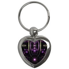 Fractal Purple Elements Violet Key Chains (Heart) 