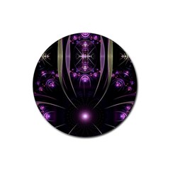 Fractal Purple Elements Violet Rubber Round Coaster (4 pack) 