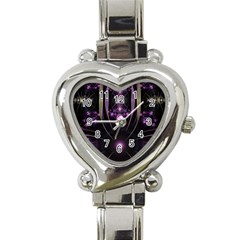 Fractal Purple Elements Violet Heart Italian Charm Watch