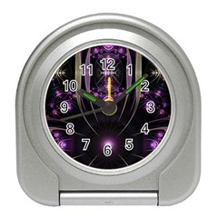 Fractal Purple Elements Violet Travel Alarm Clock by Wegoenart