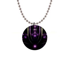 Fractal Purple Elements Violet 1  Button Necklace