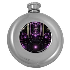 Fractal Purple Elements Violet Round Hip Flask (5 oz)