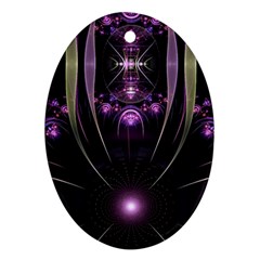 Fractal Purple Elements Violet Oval Ornament (Two Sides)