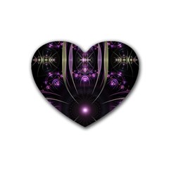 Fractal Purple Elements Violet Rubber Coaster (Heart) 