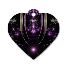 Fractal Purple Elements Violet Dog Tag Heart (Two Sides)