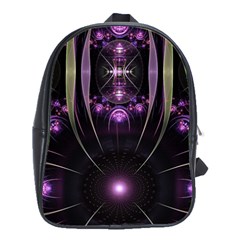 Fractal Purple Elements Violet School Bag (Large)