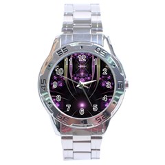 Fractal Purple Elements Violet Stainless Steel Analogue Watch