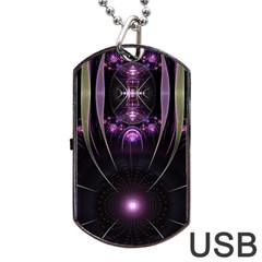 Fractal Purple Elements Violet Dog Tag USB Flash (Two Sides)