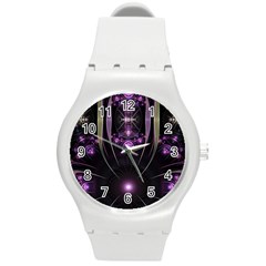 Fractal Purple Elements Violet Round Plastic Sport Watch (M)