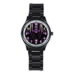 Fractal Purple Elements Violet Stainless Steel Round Watch