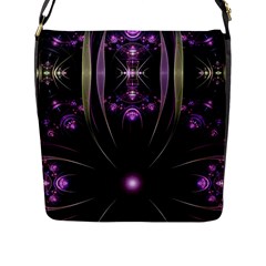 Fractal Purple Elements Violet Flap Closure Messenger Bag (L)