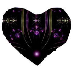 Fractal Purple Elements Violet Large 19  Premium Flano Heart Shape Cushions