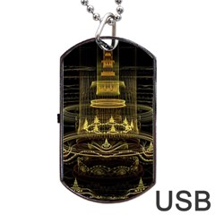 Fractal City Geometry Lights Night Dog Tag Usb Flash (two Sides) by Wegoenart