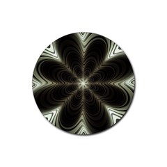 Fractal Silver Waves Texture Rubber Coaster (round)  by Wegoenart