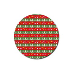 Christmas Papers Red And Green Rubber Coaster (round)  by Wegoenart