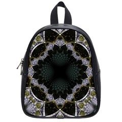 Fractal Aqua Silver Pattern School Bag (small) by Wegoenart