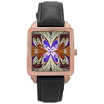 Fractal Splits Silver Gold Rose Gold Leather Watch  Front