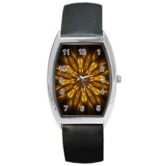 Mandala Gold Golden Fractal Barrel Style Metal Watch by Wegoenart