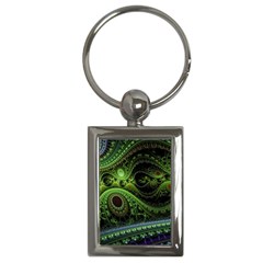 Fractal Green Gears Fantasy Key Chains (rectangle)  by Wegoenart
