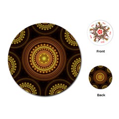 Fractal Yellow Gold Circles Playing Cards (round) by Wegoenart