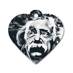 Albert Einstein Street Art Dog Tag Heart (two Sides) by Wegoenart