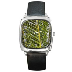 Palm Fronds Palm Palm Leaf Plant Square Metal Watch by Wegoenart