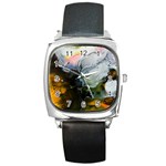 Art Abstract Painting Abstract Square Metal Watch Front