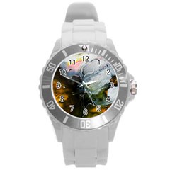 Art Abstract Painting Abstract Round Plastic Sport Watch (l) by Wegoenart