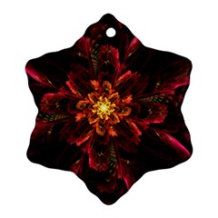 Floral Fractal Glow Flower Design Snowflake Ornament (two Sides) by Wegoenart