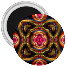 Kaleidoscope Art Pattern Ornament 3  Magnets