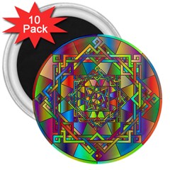 Mandala Star Interlocked 3  Magnets (10 Pack)  by Wegoenart