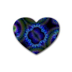 Kaleidoscope Art Pattern Ornament Rubber Coaster (heart)  by Wegoenart