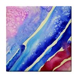 Painting Abstract Blue Pink Spots Tile Coasters Front