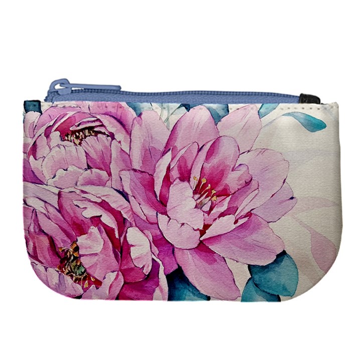 Art Painting Flowers Peonies Pink Large Coin Purse